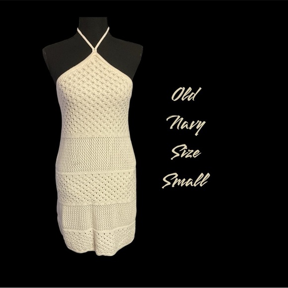 OLD NAVY CROCHETED HALTER DRESS SIZE SMALL, VERY GENTLY WORN - Picture 1 of 3